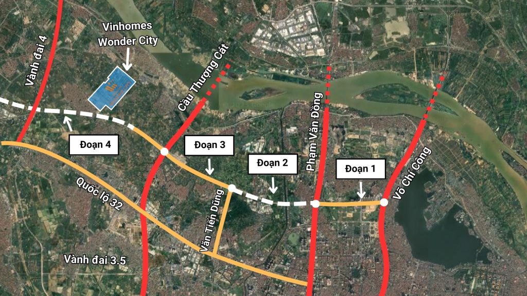 Vị trí dự án Vinhomes Đan Phượng nằm ngay bên đại lộ Tây Thăng Long