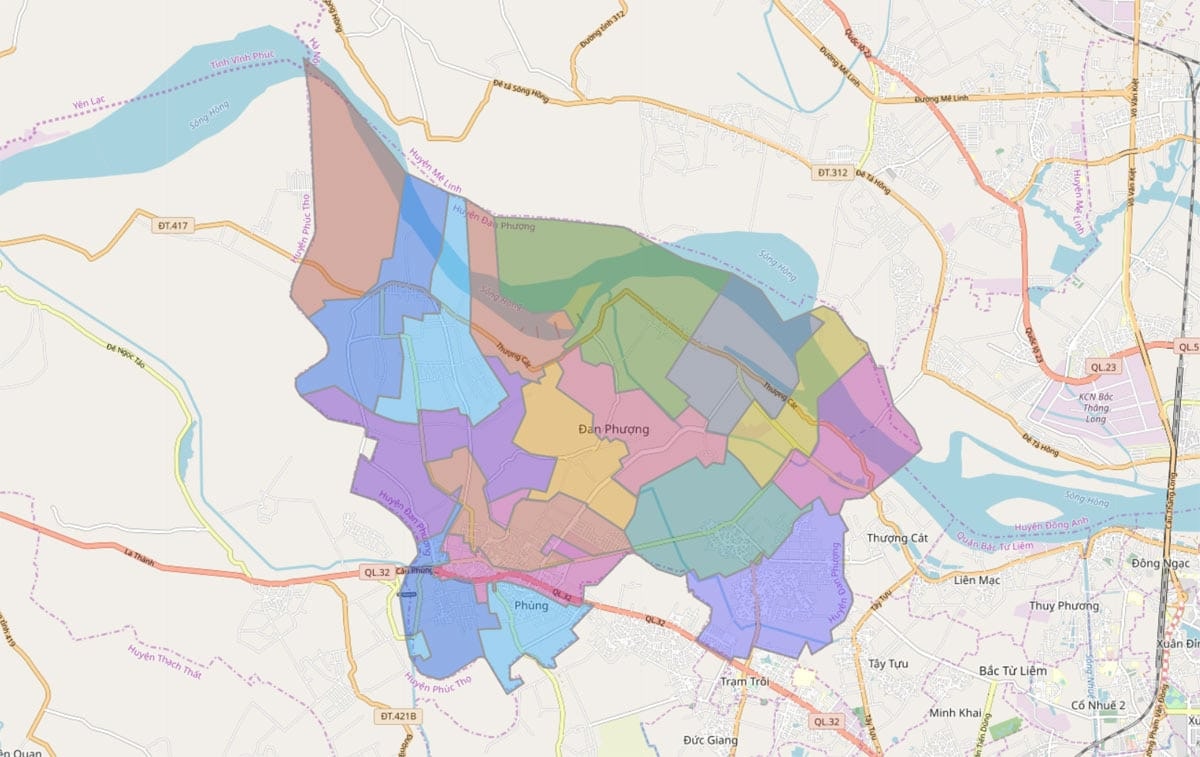 Vị trí huyện Đan Phượng nằm phía Tây Thành Phố Hà Nội