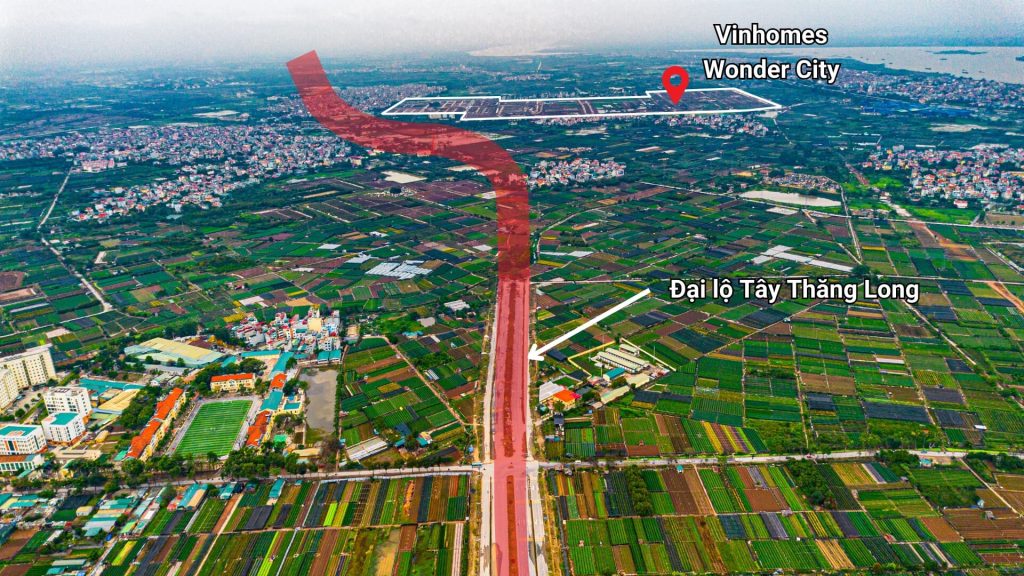 Đại lộ Tây Thăng Long đã thi công gần đến dự án. Ảnh chụp cuối tháng 2/2025