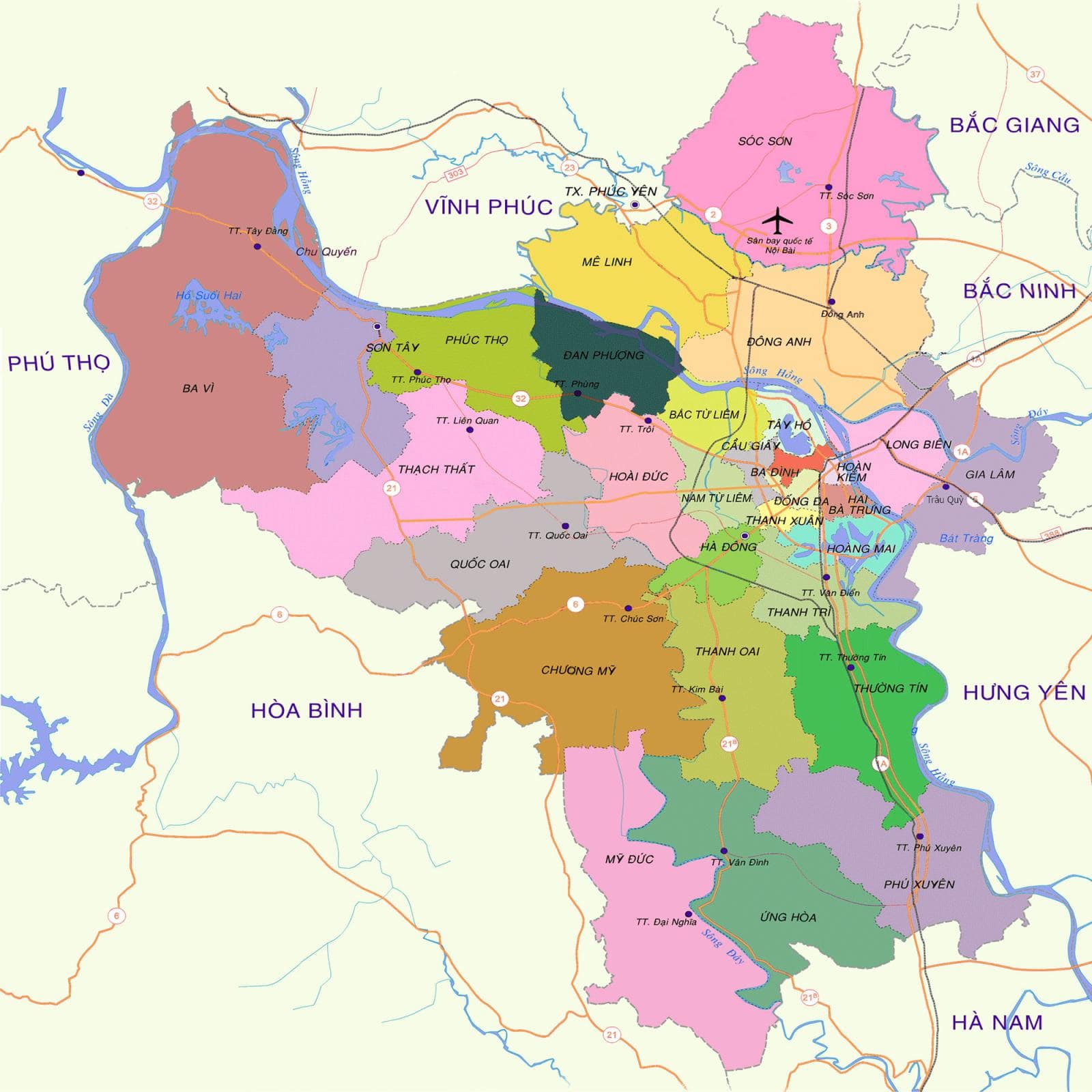 Vị trí huyện Đan Phượng nằm phía Tây Thủ đô