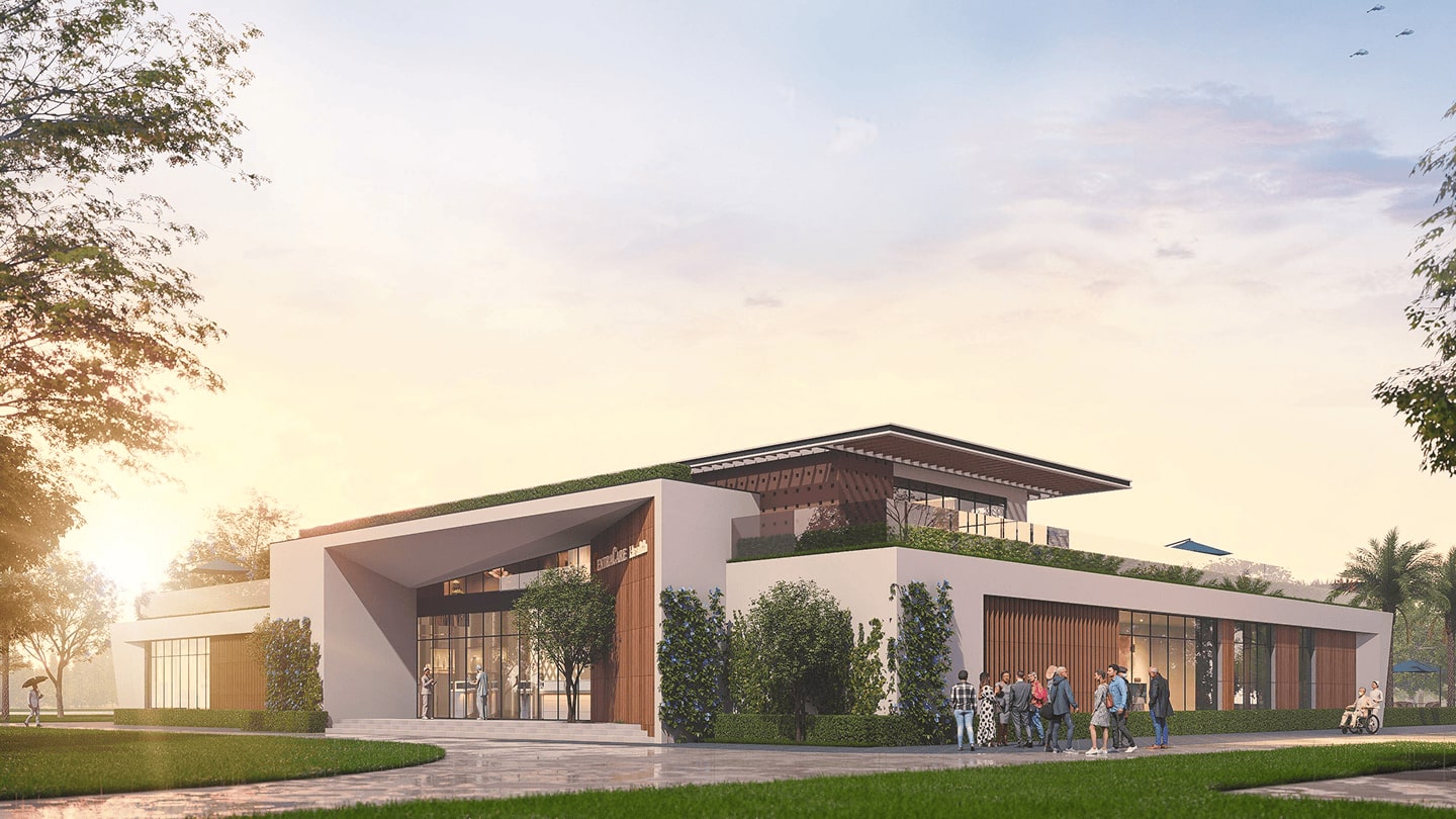 Công viên sức khỏe Wellness Park rộng 3.6ha tại Vinhomes Đan Phượng, nổi bật với tổ hợp chăm sóc sức khỏe Wellness Center gần 1000m2, bao quanh là không gian xanh và các khu vực tập luyện