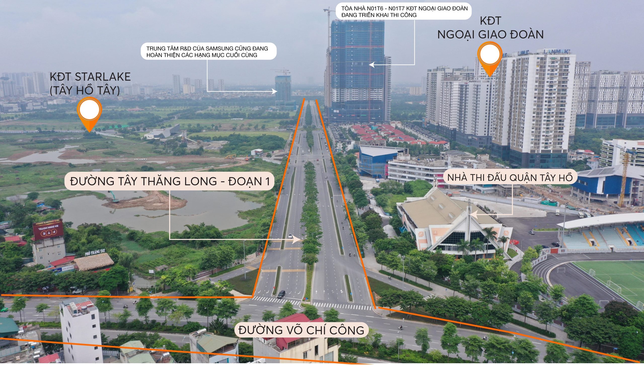 Đại lộ Thăng Long đi qua đoạn Võ Chí Công