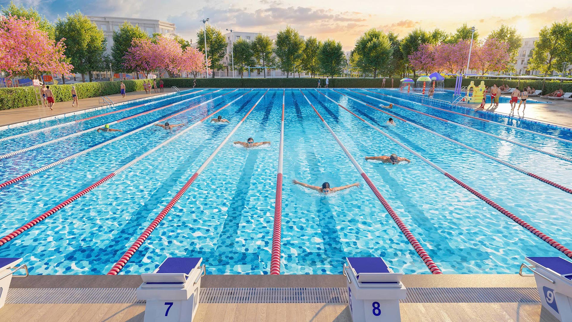 Tổ hợp bể bơi tại công viên thể thao Athletic Park Tổ hợp bể bơi tại công viên thể thao Athletic Park