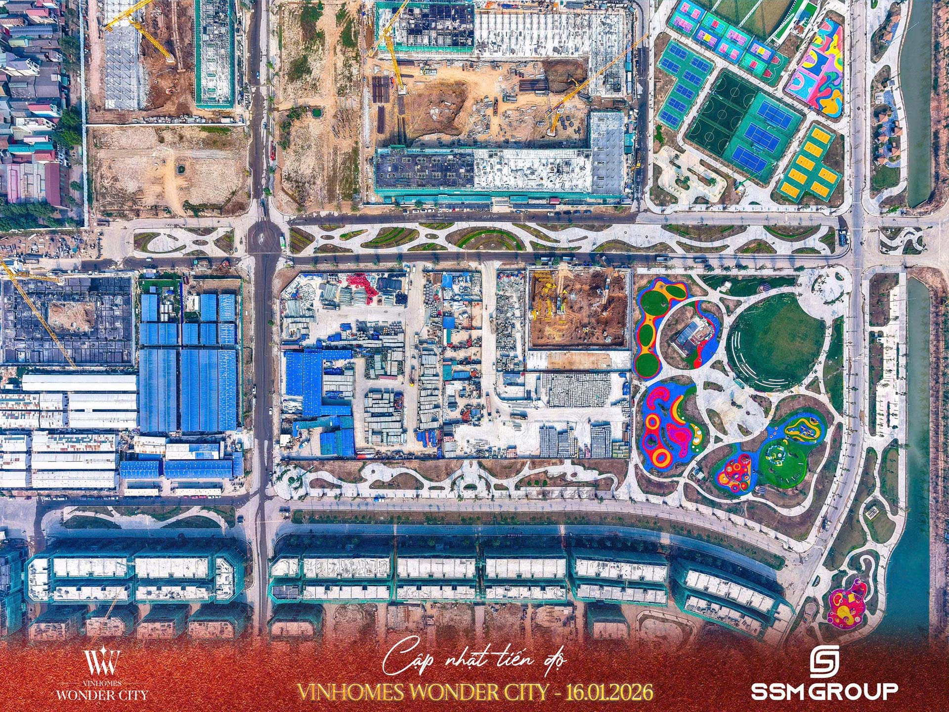 Phân khu Hừng Đông đang được triển khai mạnh với các dãy liền kề, shophouse bước vào giai đoạn hoàn thiện phần thân. Hệ thống cảnh quan, sân thể thao và quảng trường đã hình thành, tạo diện mạo đô thị ngày càng rõ nét. Phân khu Hừng Đông đang được triển khai mạnh với các dãy liền kề, shophouse bước vào giai đoạn hoàn thiện phần thân. Hệ thống cảnh quan, sân thể thao và quảng trường đã hình thành, tạo diện mạo đô thị ngày càng rõ nét.