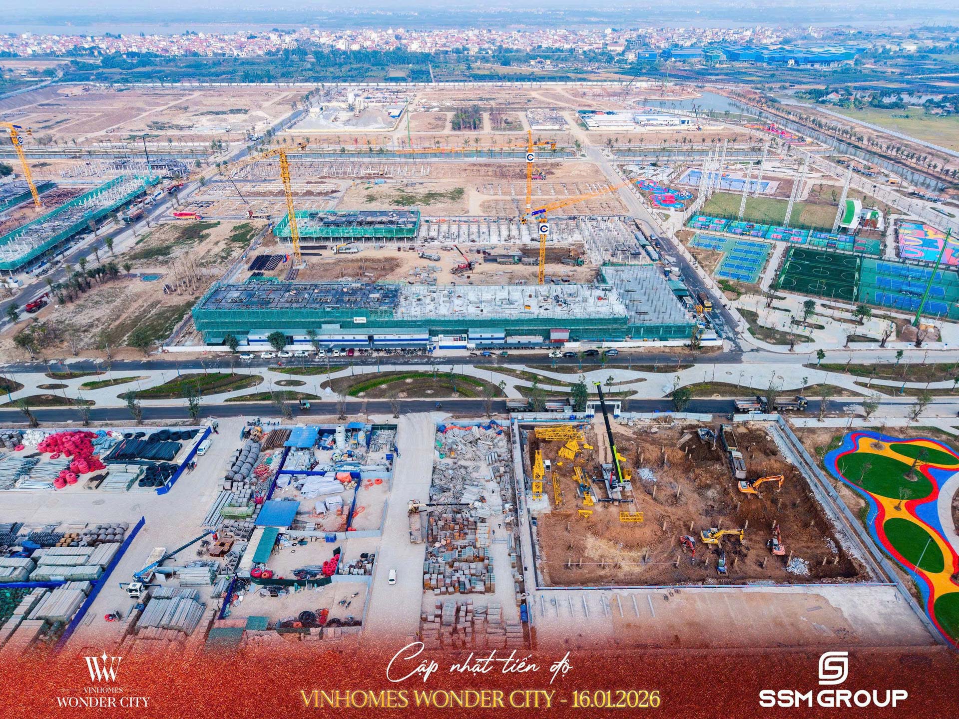 Khu cao tầng Skytower ghi nhận tiến độ tập trung vào phần móng và sàn hầm, song song với việc hoàn thiện hạ tầng kỹ thuật xung quanh. Việc triển khai đồng loạt nhiều hạng mục cho thấy dự án đang bám sát lộ trình phát triển đã đề ra. Khu cao tầng Skytower ghi nhận tiến độ tập trung vào phần móng và sàn hầm, song song với việc hoàn thiện hạ tầng kỹ thuật xung quanh. Việc triển khai đồng loạt nhiều hạng mục cho thấy dự án đang bám sát lộ trình phát triển đã đề ra.