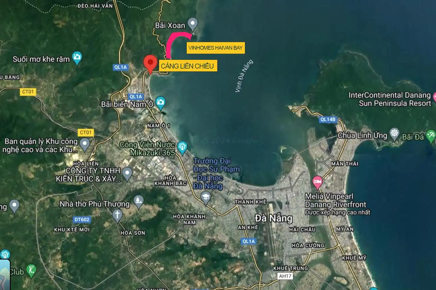 Vị trí dự án Vinhomes Hải Vân Bay nằm ngay cạnh Cảng Liên Chiểu